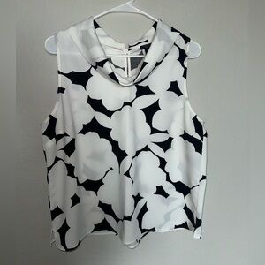 Ann Taylor, B/W sleeveless blouse w/ cowl neck